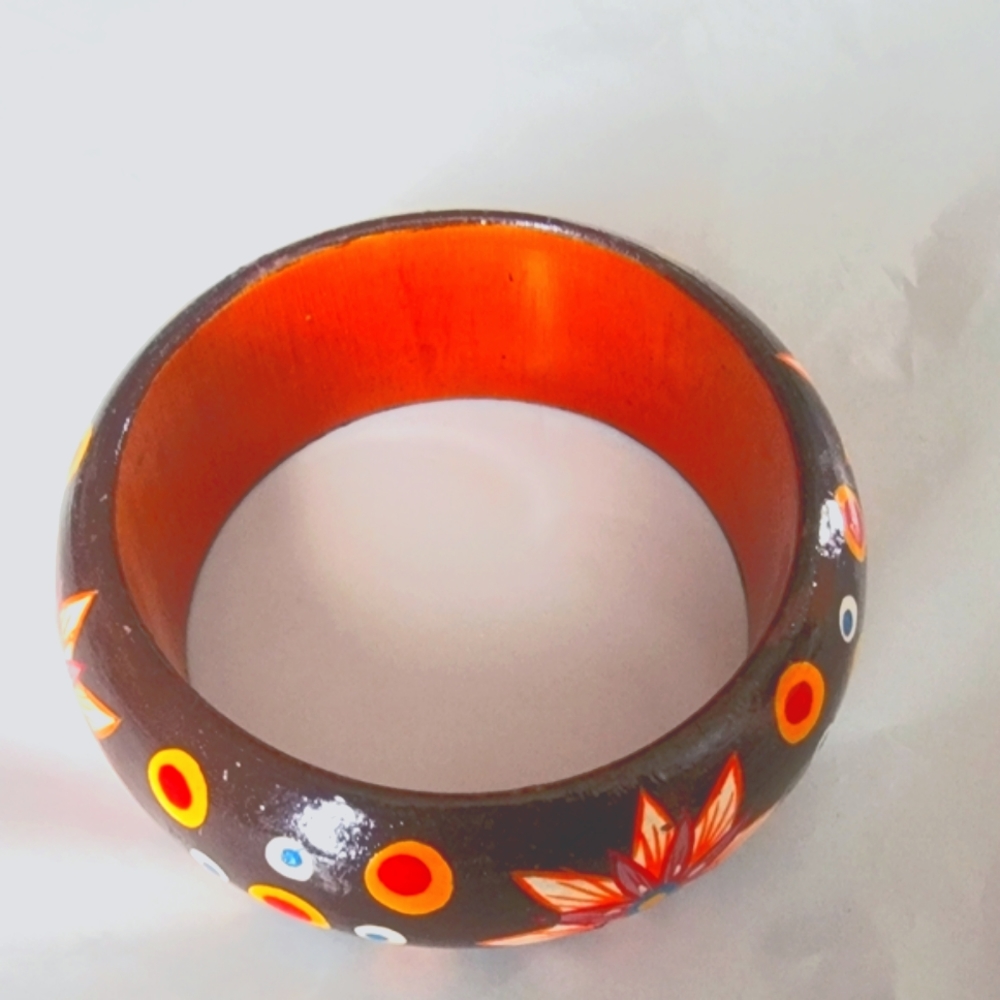 Painted Wood Bangle Bracelet